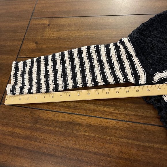 Free People Women's French Creek Sweater striped XS black cream knit - Picture 10 of 14